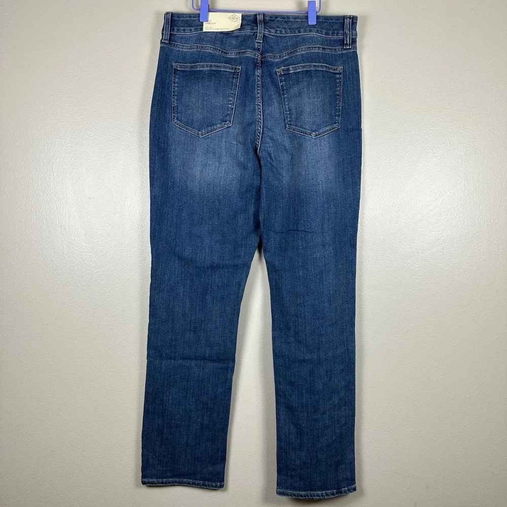 St. John's Bay Women's 12 Straight Leg Blue Pearl Embellished Jeans NW